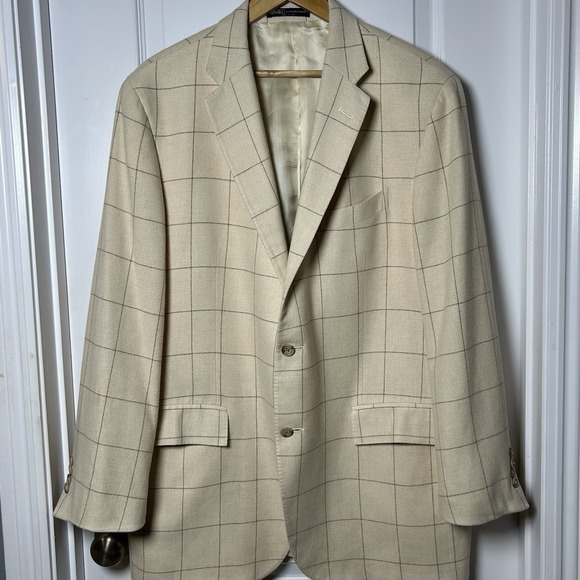 Polo by Ralph Made in Italy Lauren Cream Windowpane Check Cashmere Blend Blazer